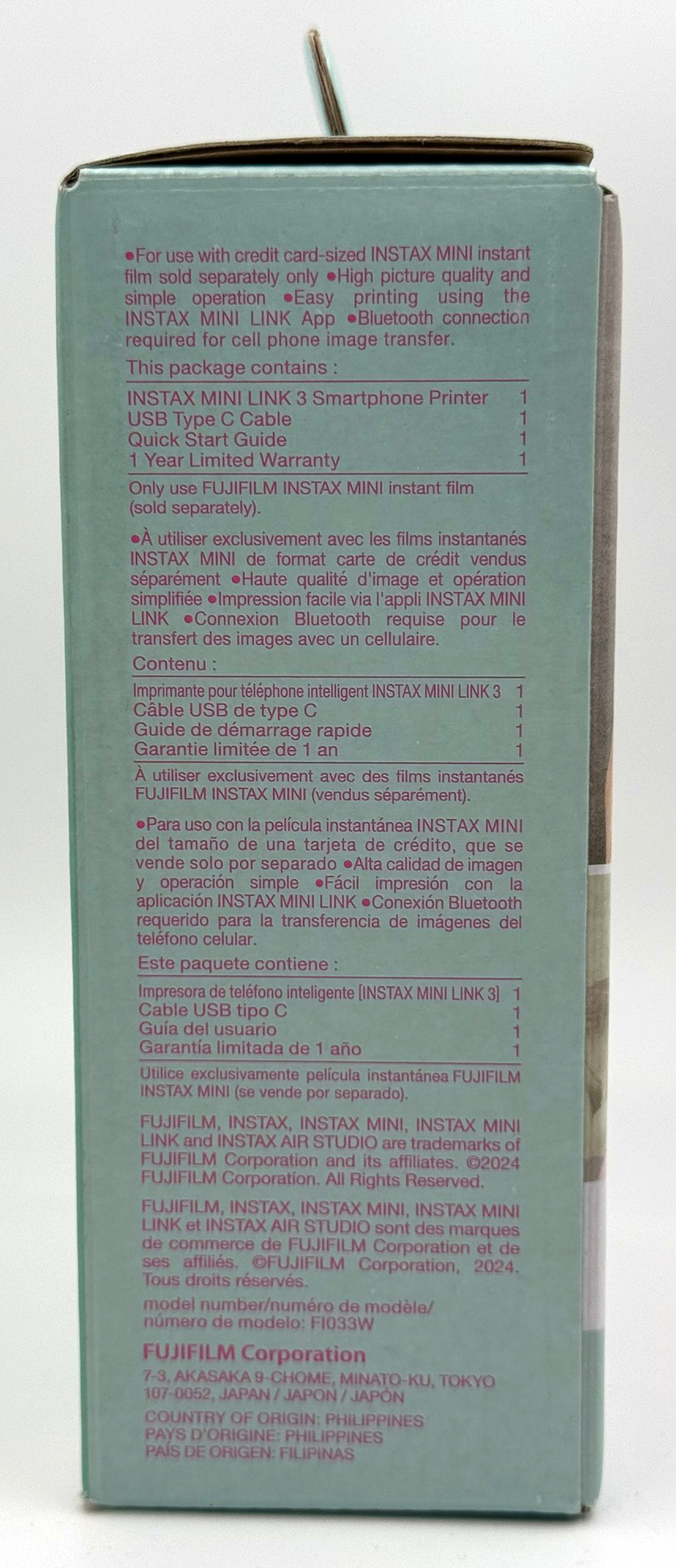 Fujifilm Instax Mini Link 3 Smartphone Printer, Rose Pink